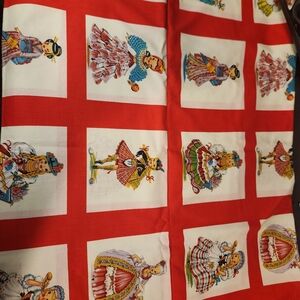 Red and White Doll Print Fabric 2 Yards